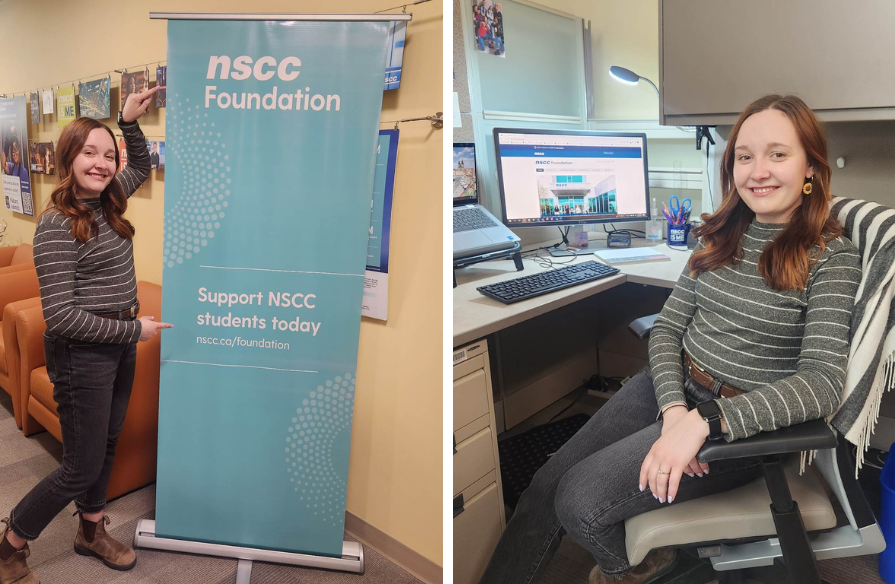 Shaylyn working in the NSCC Foundation and Alumni Relations office.