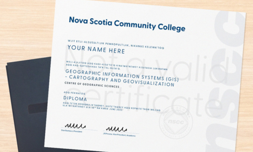 Image of NSCC's credential translated into Mi'kmaw.