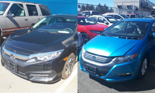 Photo of two honda vehicles donated to automotive programs at nscc.
