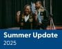 Hyperlinked NSCC Foundation Summer 2025 Update photo of NSCC student celebrating their graduation with white text below saying, "Summer Update 2025."
