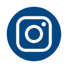 Icon of a white Instagram logo in a blue circle.