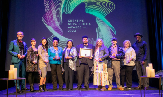 Creative Nova Scotia Award winners and their representatives on stage. Photo credit: Kelly Clark.