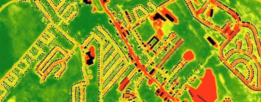 Aerial map of an urban area.