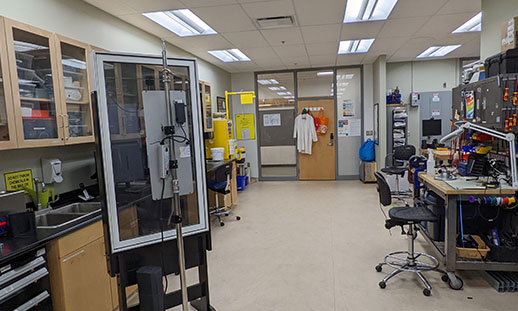 Solar window being tested in the Applied Energy Research Lab.