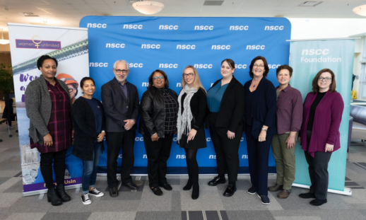 Group photo of NSCC Foundation, Women Unlimited and Admiral staff at the Admiral gift announcement for its funding to support Women Unlimited participants and alumni.