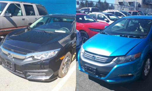 Photo of cars donated by Honda