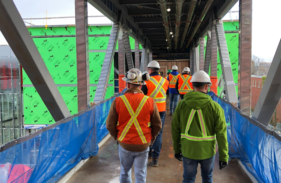 Photo three of Engineers Nova Scotia construction tour of the new NSCC Sydney Waterfront Campus' pedway