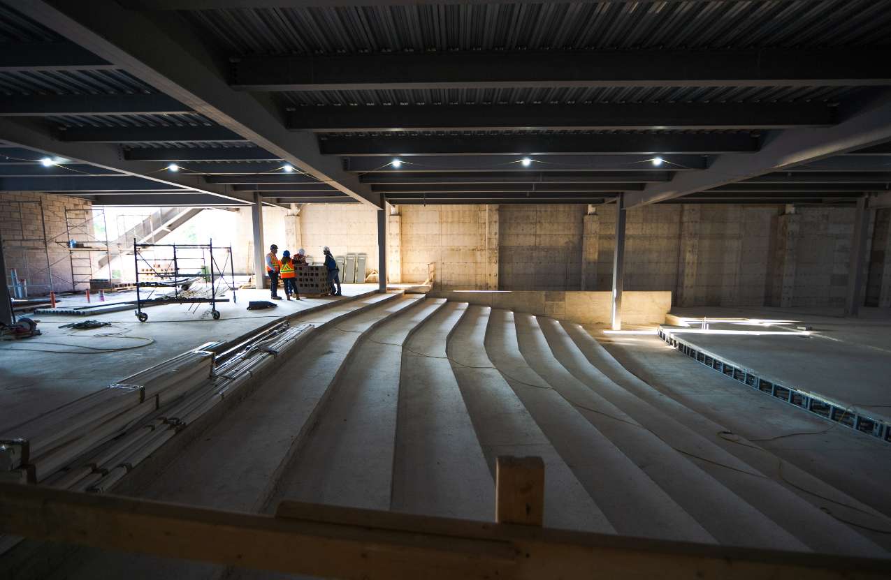 Photo from November 2022 of auditorium at NSCC's Sydney Waterfront Campus' construction site