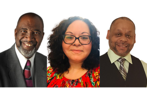 Photo, from left to right of Rocky Jones, Deanna Mohamed, and Chester Borden with white background.