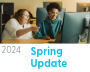 Hyperlinked NSCC Foundation Spring 2023 Update photo with students running in front of NSCC's IT Campus with text below saying "2024" in a grey coloured font to the left, followed by "Spring Update" in aqua coloured font to the right