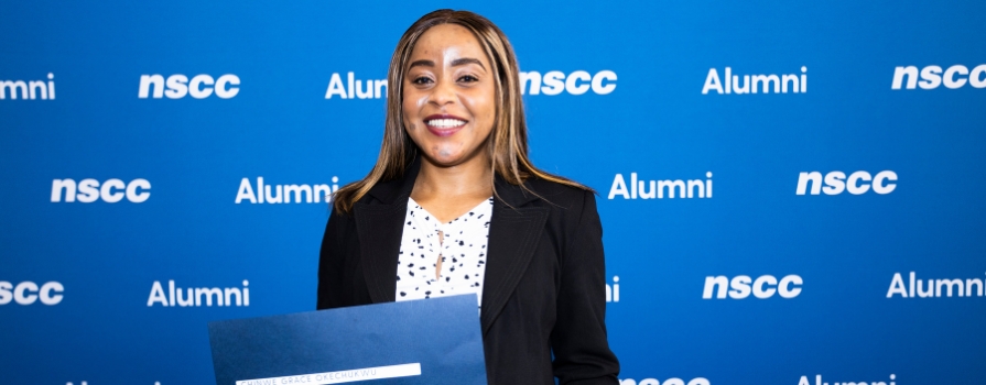 Grace Okechukwu at NSCC's Institute of Technology Campus's Convocation in 2023.