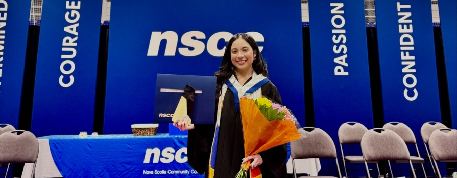 Maybelaine Hornilla at NSCC Pictou Campus's Convocation.