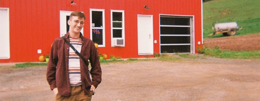 Theodore Misseri standing in front of Skye Glen Creamery in Whycocomagh.