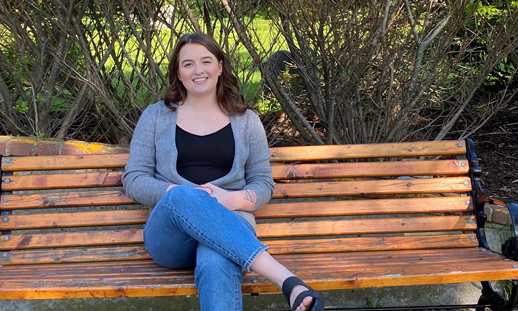 Kirsten Surette sitting on a park bench