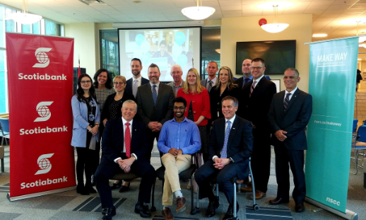 Photo of group of NSCC and Scotiabank employees at announcement event