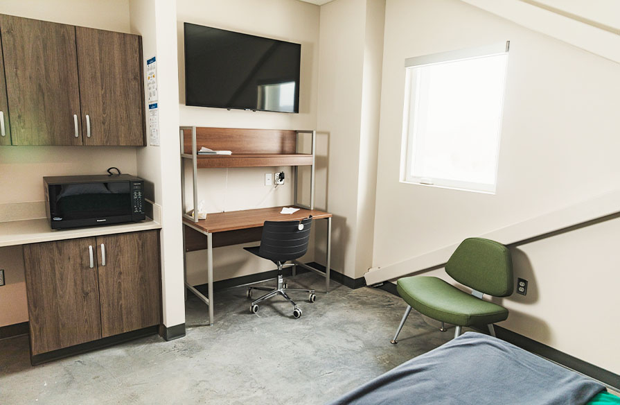 Bedroom space in a 1-bedroom suite