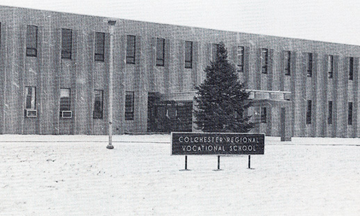 Vintage photo of a vocational school building