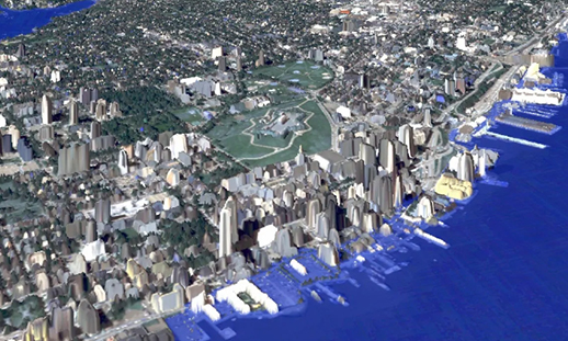 Image of a 3D digital map of the Halifax waterfront