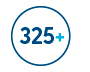 A circle with the number 325+.