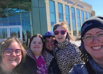 Lynn with participants of The Flower Cart Group