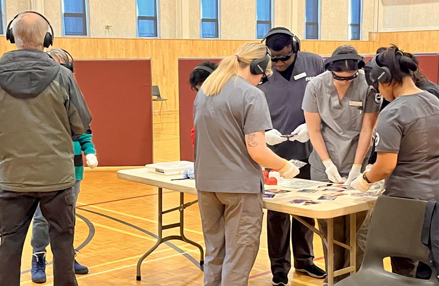 NSCC healthcare students take part in Dementia Live simulation, attempting to complete every day tasks.