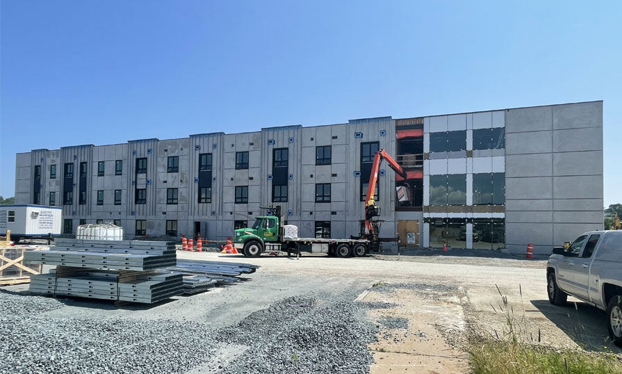 Image shows a building under construction.