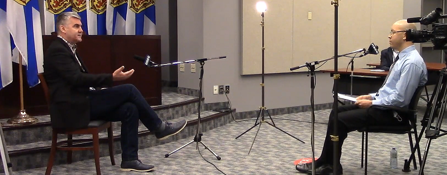 Matthew Byard, second year Radio Television Journalism student, interviews then Nova Scotia Premier Stephen McNeil for Untitled: The Legacy of Land in North Preston.