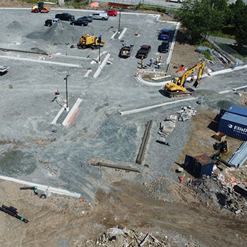 A parking lot under construction is shown.