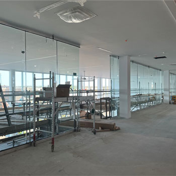 The inside of a building under construction.