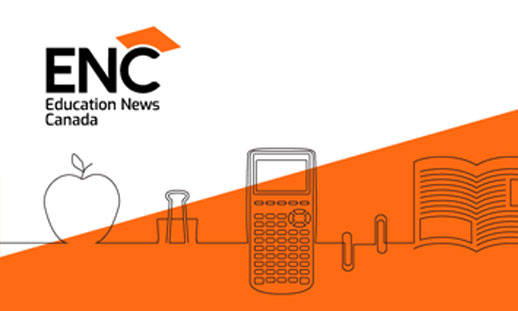 A black logo reads "Education News Canada" with orange design around it.