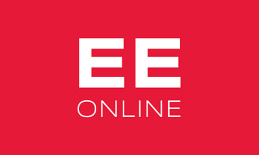 A red background and white text reads, "EE Online."