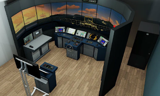 Image shows a photo of a fishing and marine simulator.