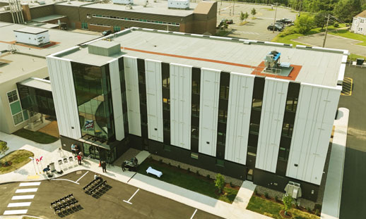 Drone photo of a new student housing building at NSCC's Pictou Campus.