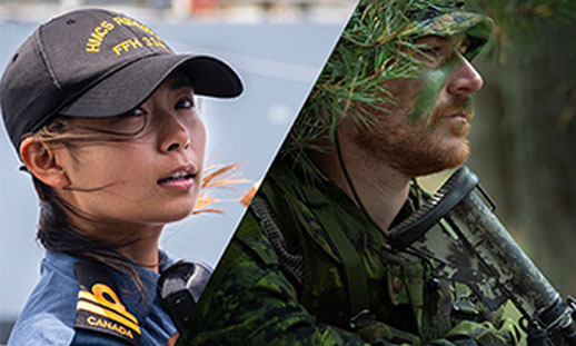 Canadian Armed forces are pictured in uniform.