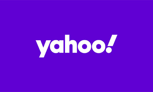A purple background with white text reads 'yahoo!'