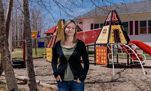 Megan Longmire is pictured at a playground.