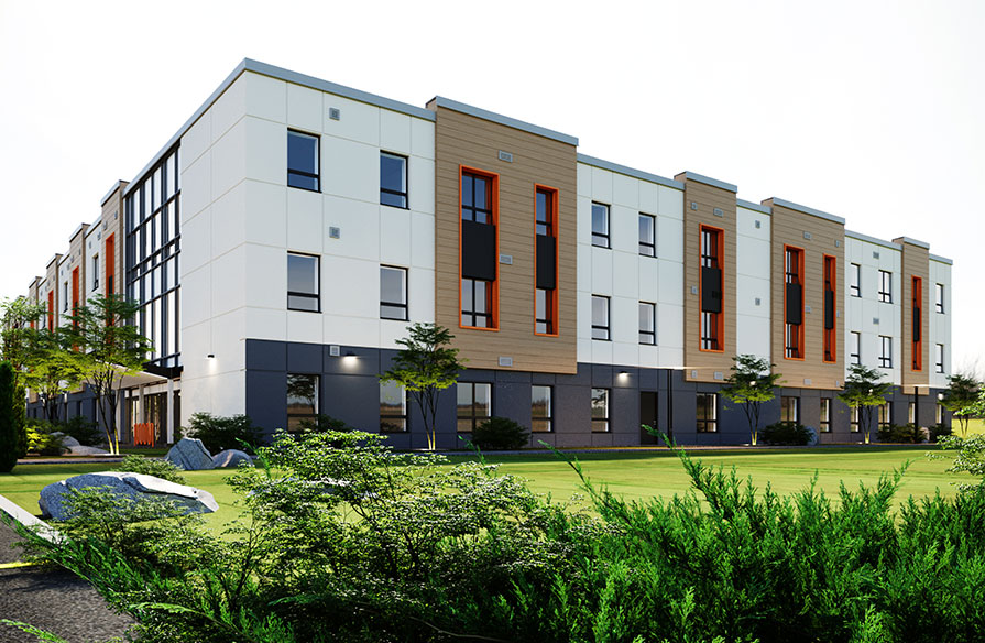 A rendering of NSCC Akerley Campus's Student Housing Facility is pictured.