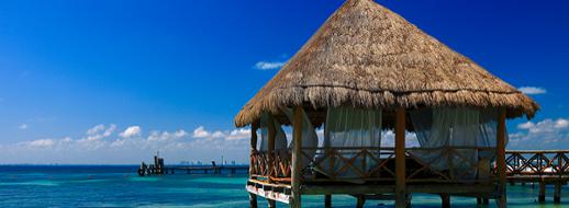 Image of hut in middle of the Caribbean.