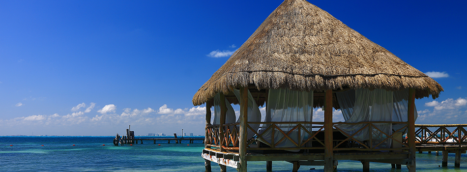 A hut in the middle of the Caribbean.