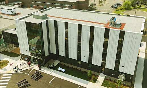 Outside aerial image of the new Pictou Campus Housing building. 