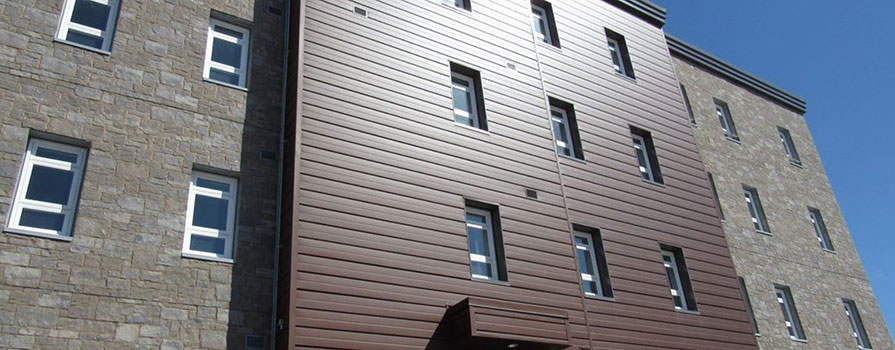 A photo of the exterior of campus housing at Strait Area Campus.