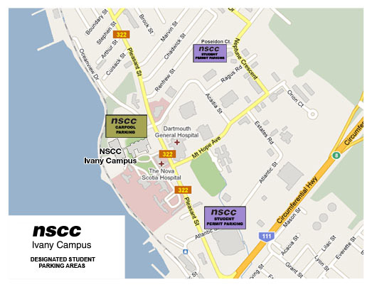 Map of Waterfront Campus parking