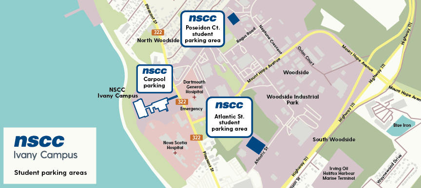 An aerial map of Ivany Campus student parking lots.