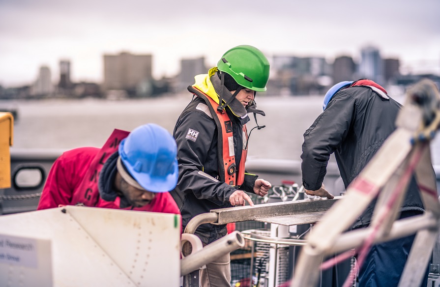 Oceans Technology students at sea.