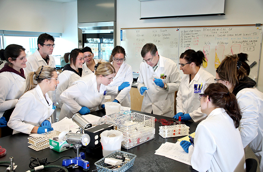 A group of Medical Laboratory Technology students learning in class.