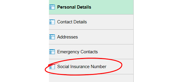 Select social insurance number