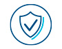 An icon depicting a badge symbol with a checkmark in the centre inside of a circular border.