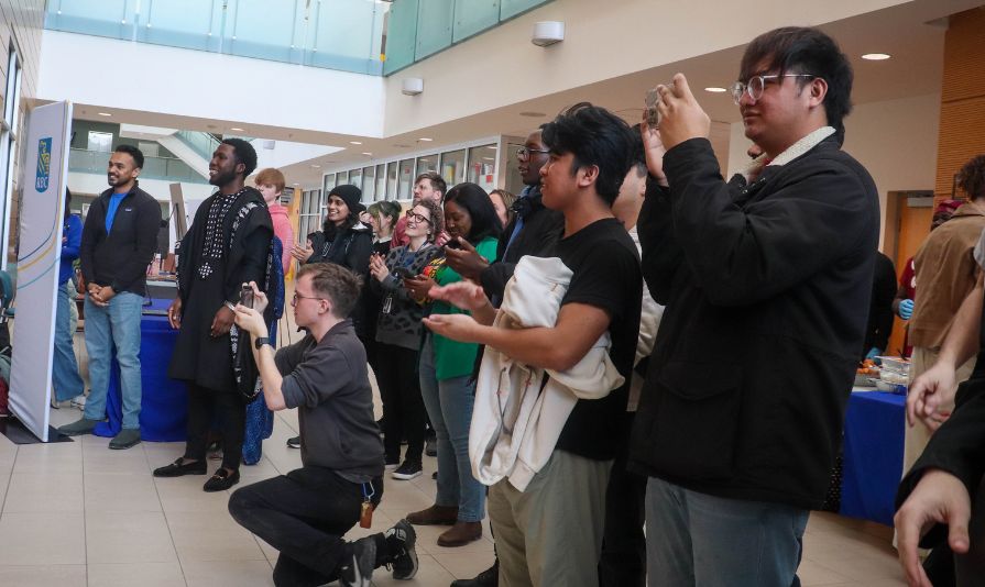 A group of students gather at Ivany Campus.
