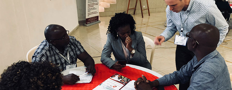 People working around a table