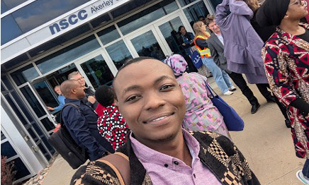 Boniphace Mashema in Nova Scotia partipating in training at the Akerley Campus